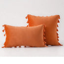 Velvet Tassel Throw Pillow Cover for Couch & Sofa - Axyaa Branded Luxe Accent Cushions