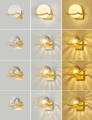 Axyaa Modern Moon Wall Lamp Glass Shade Bedroom Sconce LED Night Lights Fixtures