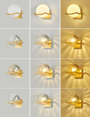 Axyaa Moon Glass Wall Lamp: Modern Bedroom LED Sconce, White/Black/Gold Interior Decoration