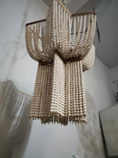 Axyaa Vintage Wood Chandelier with Beaded Fringe for Kitchen, Foyer, or Bedroom