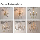 Axyaa Vintage White Wooden Beads Chandelier - Elegant Foyer Light Fixture
