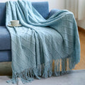 Axyaa Nordic Knit Sofa Blanket Cashmere-Like Plaid Tassel Bedspread