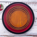 Axya Round Red Black Wooden Pallet Tea Tray Western Dishes Multifunctional Storage Plate