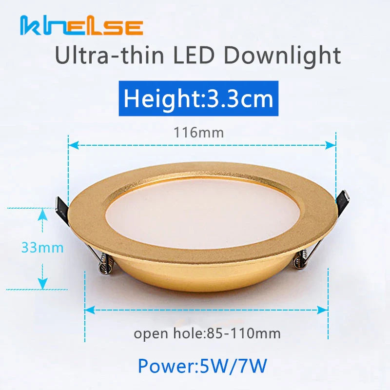 Axyaa 5W/7W Gold LED Ceiling Downlight for Luxe Home Lighting