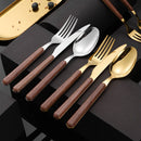 Axyaa Wooden Handle Stainless Steel Cutlery Set