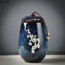 Axya Lotus Leaf Ceramic Storage Jar - Exquisite Tea Cans