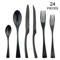 Axyaa Black Stainless Steel Flatware Set, 24 Pieces