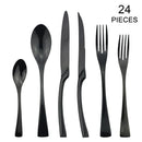 Axyaa Black Stainless Steel Flatware Set, 24 Pieces