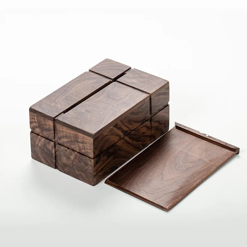 Axya Black Walnut Tissue Box Storage: Nordic Style Solid Wood, Japanese Living Room Organizer