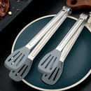 Axyaa Stainless Steel Kitchen Bread Tongs with No-Slip Handle