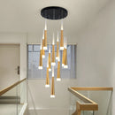 Axyaa LED Spiral Chandelier Black Chrome Gold Lighting Indoor Living Stairwell