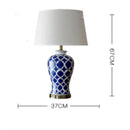 Axyaa Blue Ceramic Desk Lamp: Hand-painted Retro Bedside Light Home Decor