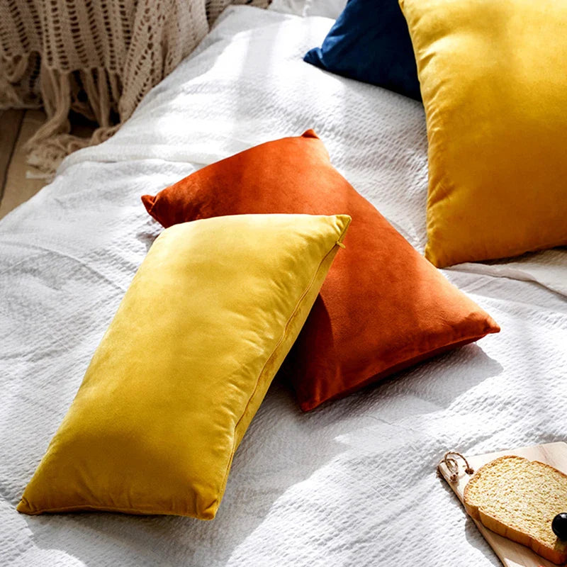 Velvet Cushion Cover for Sofa Living Room, 30x50cm Decorative Pillows by Axyaa