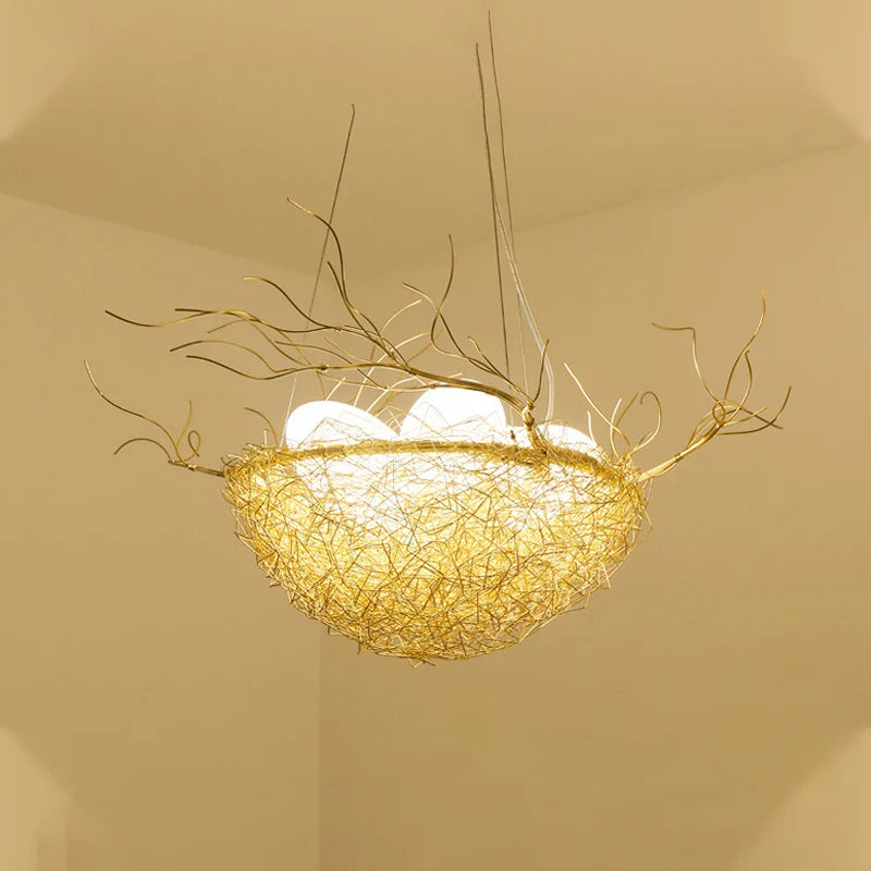 Axyaa Bird's Nest LED Pendant Lights: Nordic Style for Dining Room, Cafe, and Restaurant