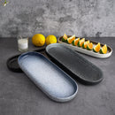 Axyaa Ceramic Sushi Plate Set - Japanese Fish Tableware Rectangular Flat Plate