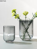 Axyaa Striped Glass Vase for Modern Flower Arrangement and Home Decor