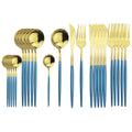 Axyaa 24-Piece Stainless Steel Cutlery Set for 6 - Black Gold Silverware