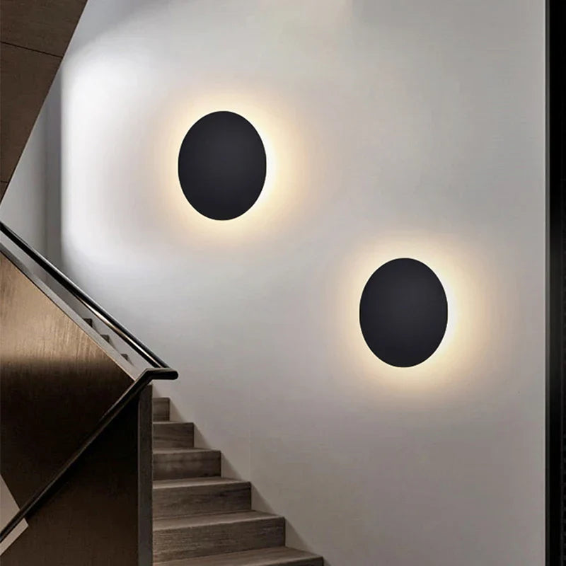 Axyaa Round LED Wall Light: Modern Living Room Decor Sconce Luminaire