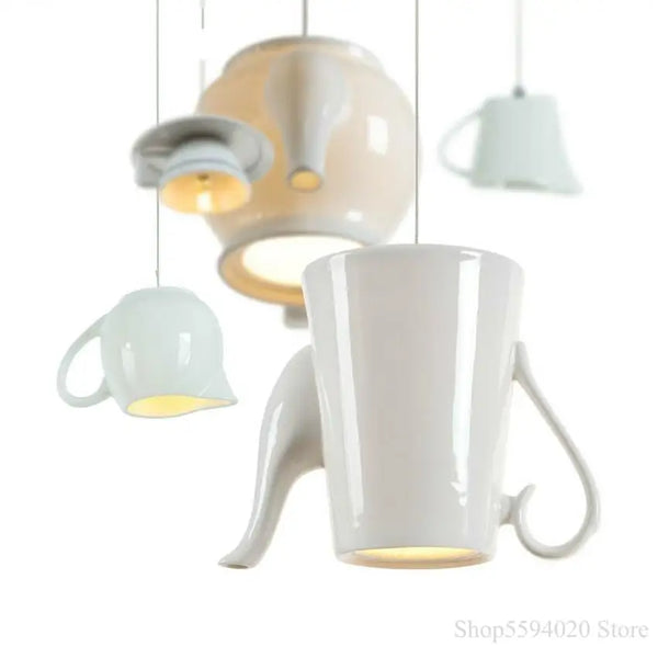 Axyaa Nordic Ceramic LED Pendant Lights Modern Kitchen Dining Room Lighting