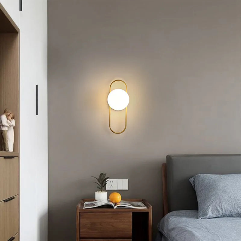 Axya Gold Glass LED Wall Lamp for Modern Living, Bedroom, Bathroom, Restaurant, and Indoor Decor