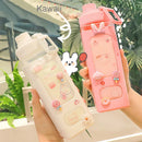 Axyaa Kawaii Shaker Water Bottle with Straw Sticker  ]];