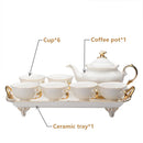 Axya™ Elegant Noble Bone Coffee Set with Tray - Luxury Ceramic Drinkware