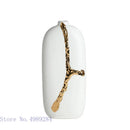 Axyaa White Ceramic Vase with Golden Branches - Modern Home Decor & Wedding Flower Arrangement