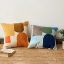 Axyaa Cotton Thread Embroidery Abstract Color Block Pillow Cover