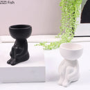 Axyaa Ceramic Little Man Statue Flower Pot Vase Home Decor Craft