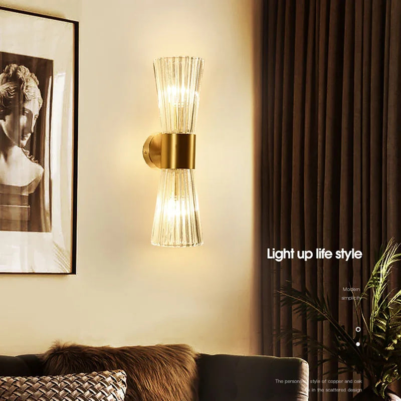 Axyaa Crystal Wall Sconce: Elegant Indoor Lighting for Living Room & Hallway