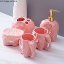 Axya Elephant Bathroom Set: Cup, Toothbrush Holder, Lotion Bottle, Soap Dish