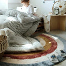 Axyaa Nordic Cartoon Rainbow Semicircular Rug: Thick, Non-slip, Modern Home Decor for Children