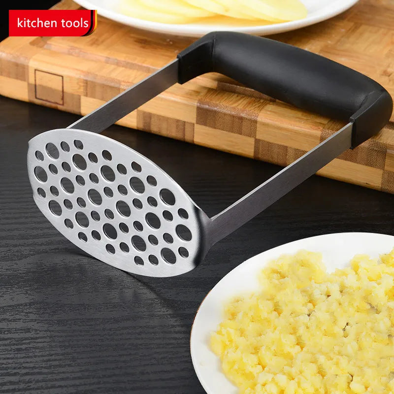 Axyaa Stainless Steel Potato Masher & Garlic Press Kitchen Gadget