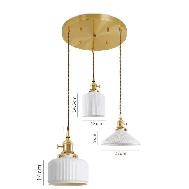 Axyaa Ceramic LED Pendant Light - Modern Copper Hanging Lamp