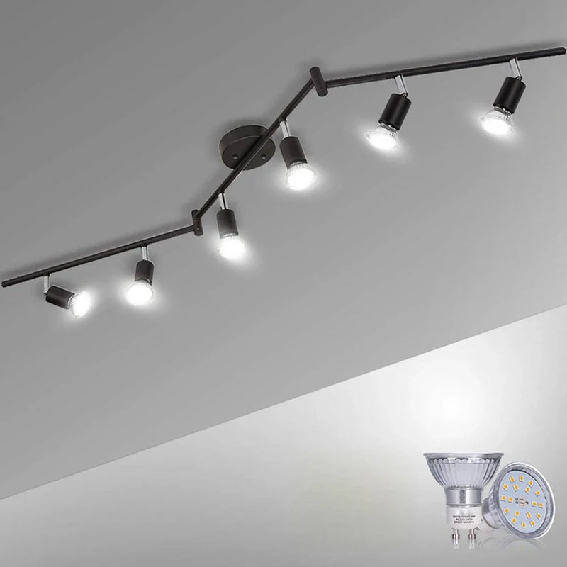 Axyaa Adjustable LED Ceiling Light in Black/Silver for Living Room Bedroom Spotlight