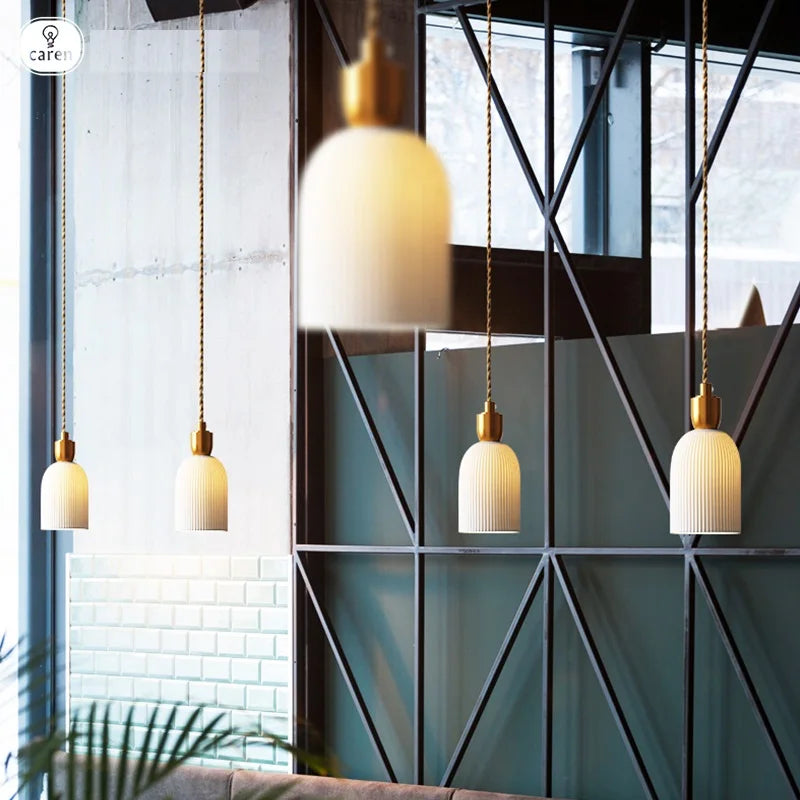 Axyaa Ceramic Pendant Lights Modern Hanglamp for Bedroom Living Room
