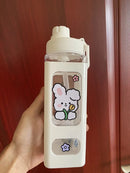 Axyaa Square Pastel Straw Bottle: Large Capacity Cute Water Bottle for Travel & Outdoor Sports