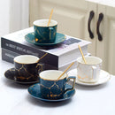 Axyaa Marble Ceramic Tea Set 200ml Nordic Coffee Cup Saucer Spoon Matt Porcelain