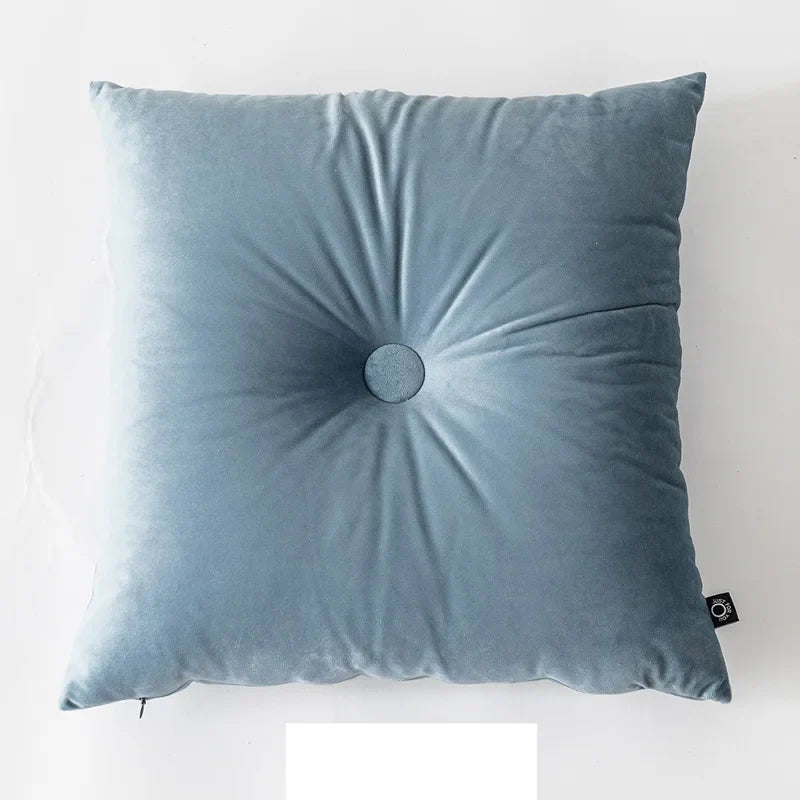 Axyaa Soft Velvet Button Cushion in Pink/Blue, 45x45cm
