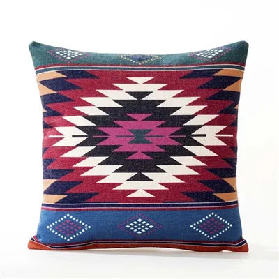 Axyaa Black & White Linen Sofa Cushions Cover - Nordic Bohemian Ethnic Grey Geometric Pillow Cover