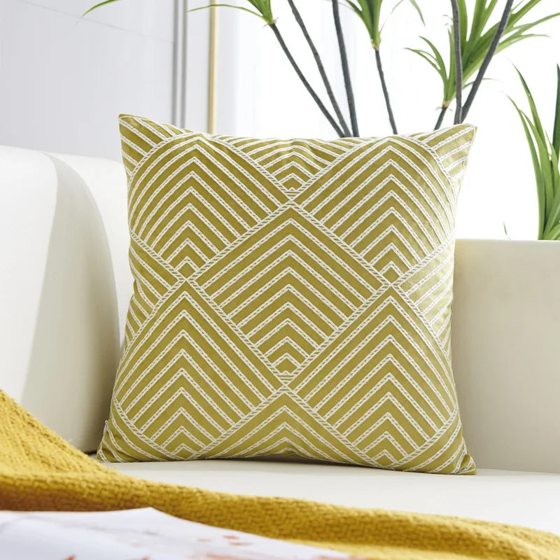 Axyaa Velvet Cushion Cover 45x45cm Nordic Style Embroidered Home Decor Pillow