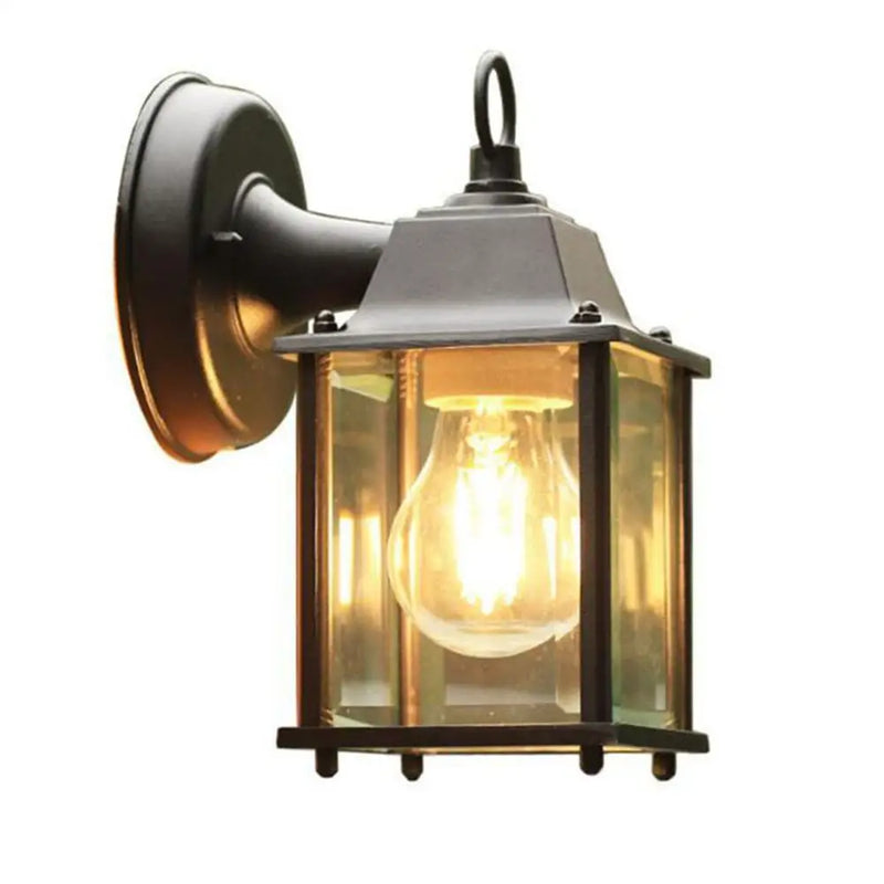 Axyaa Black Finish Wall Lantern with Frosted Glass Shade for Outdoor Spaces