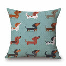 Axyaa Dachshund Dog Print Cotton Linen Pillow Covers 45X45cm