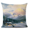 Axyaa City Landscape Oil Painting Cushion Cover | Autumn Winter Art Decor Pillow Case