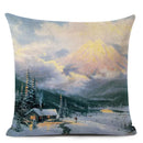 Axyaa City Landscape Oil Painting Cushion Cover | Autumn Winter Art Decor Pillow Case