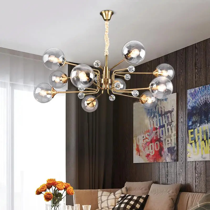 Axyaa Luxury Glass Ball LED Chandelier for Indoor Living Room, Kitchen, Bedroom