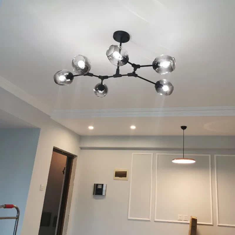 Axyaa Modern Glass Pendant Lights - Molecular Design Hanging Lamp for Dining Room Kitchen