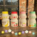 Axyaa Frosted Plastic Fruit Water Bottle 480ml Cute Leakproof Kawaii Milk Carton Shape