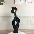 Axyaa Abstract Black and White Ceramic Vase with Hollow Out Hole for Home Decoration