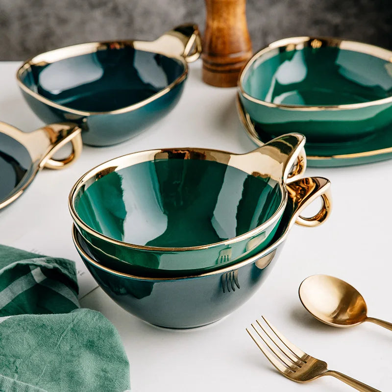 Axya Ceramic Dessert Bowl Set: Elegant Table Decoration for Breakfast, Fruit Salad & More